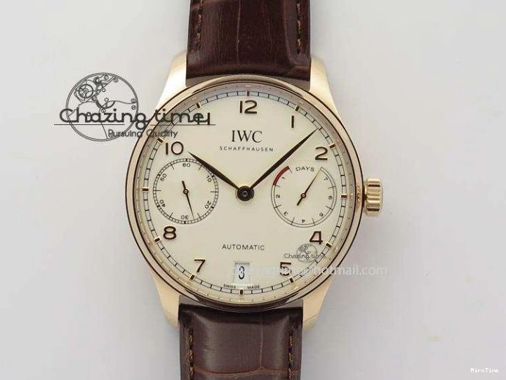 MIROTIME 0421 Portuguese IW5444 SS White Dial Blue Numbers On Blue Leather Strap A Modern 7258